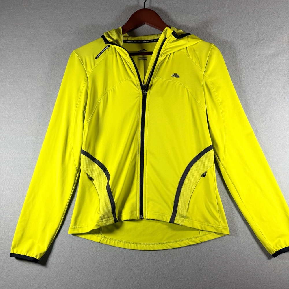 Ellesse Sport Hyper Performance Neon Yellow Hooded Jacket Womens Small